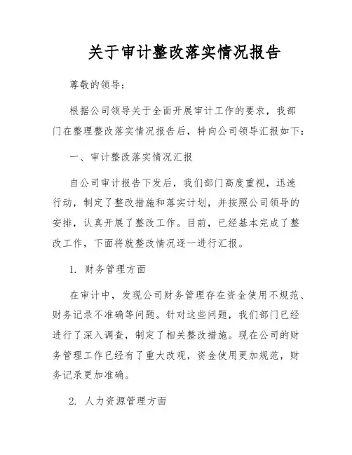 关于审计整改落实情况报告