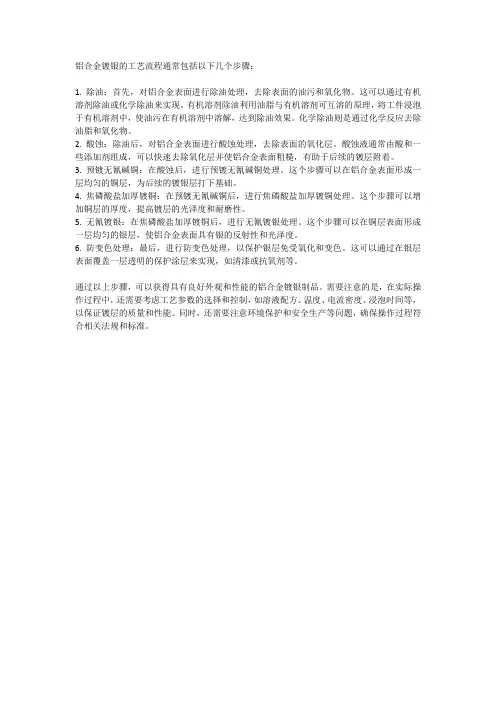 铝合金镀银工艺流程