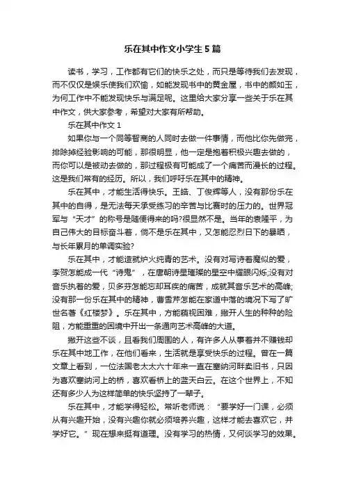 乐在其中作文小学生5篇