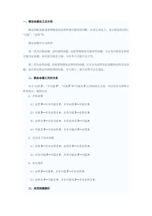 模态命题及常用推理