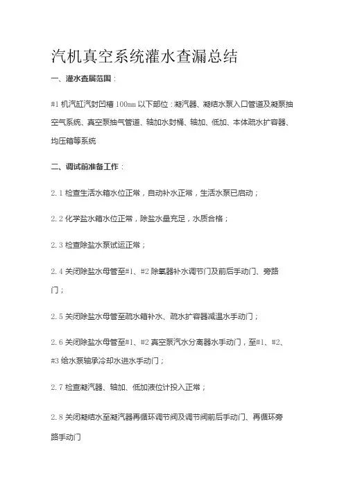 汽机真空系统灌水查漏总结