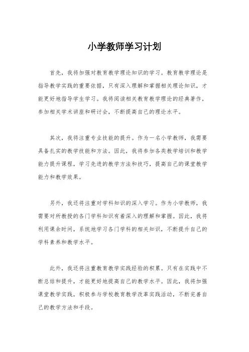 小学教师学习计划