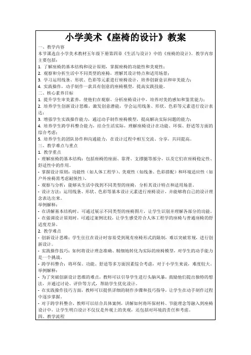 小学美术《座椅的设计》教案