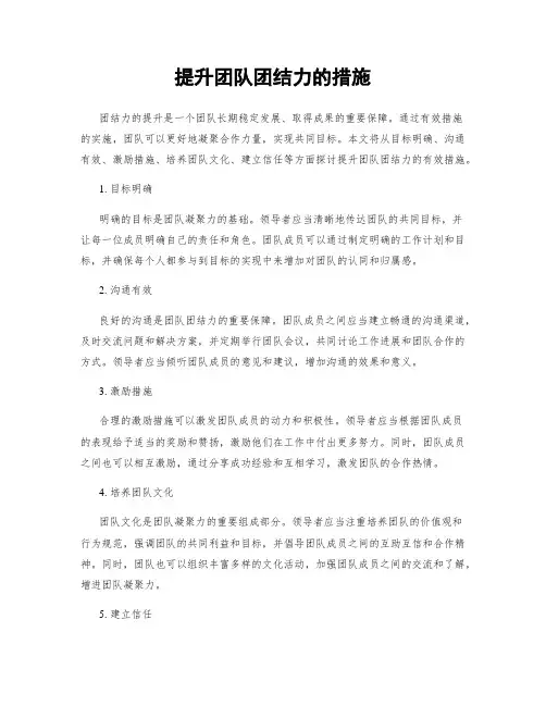 提升团队团结力的措施