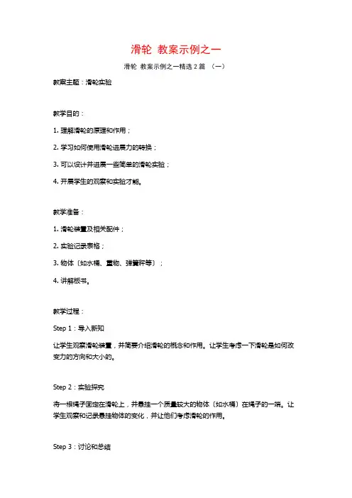 滑轮教案示例之一2篇