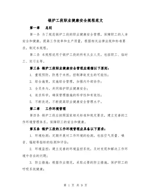 锅炉工段职业健康安全规程范文（3篇）
