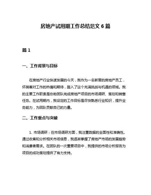 房地产试用期工作总结范文6篇