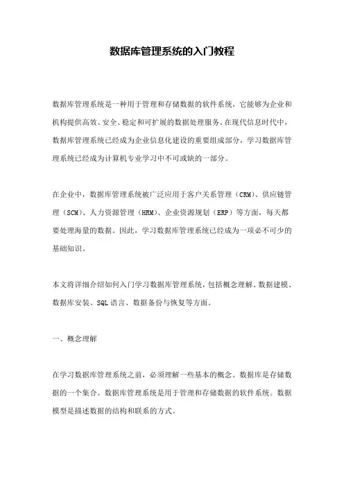 数据库管理系统的入门教程