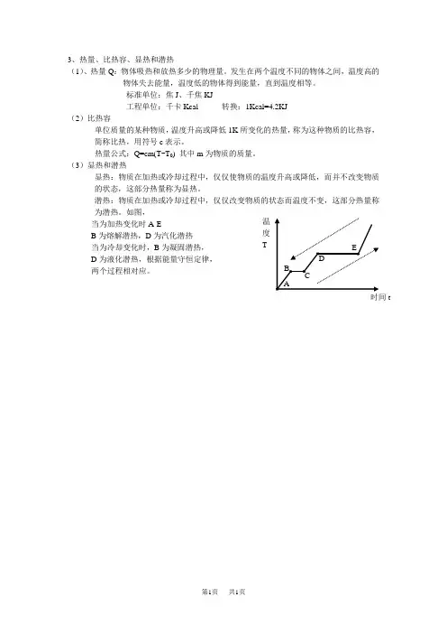 初中九年级(初三)物理热量、比热容、显热和潜热.doc