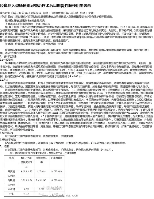 经鼻插入型肠梗阻导管治疗术后早期炎性肠梗阻患者的
