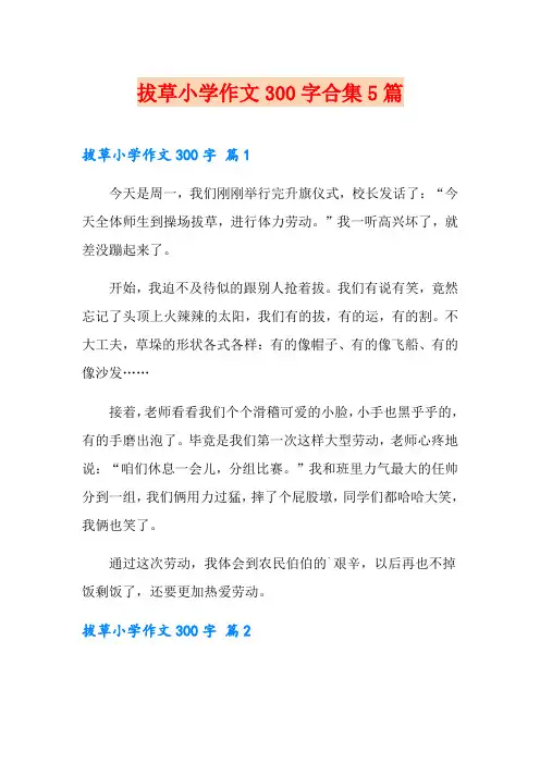 拔草小学作文300字合集5篇