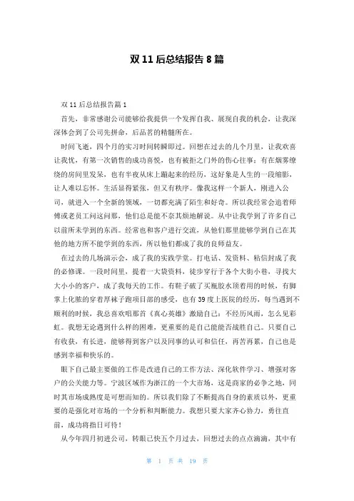 双11后总结报告8篇