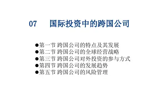 国际投资学TZX07 国际投资中的跨国公司