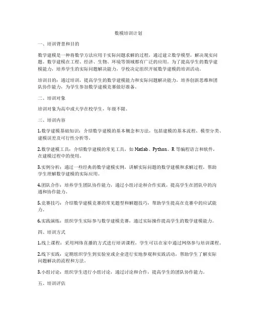 数模培训计划