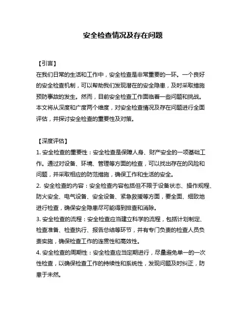 安全检查情况及存在问题