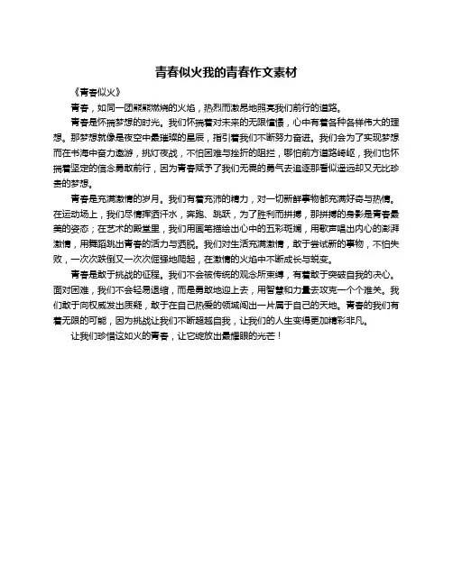 青春似火我的青春作文素材