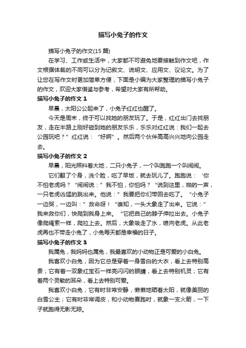 描写小兔子的作文（15篇）