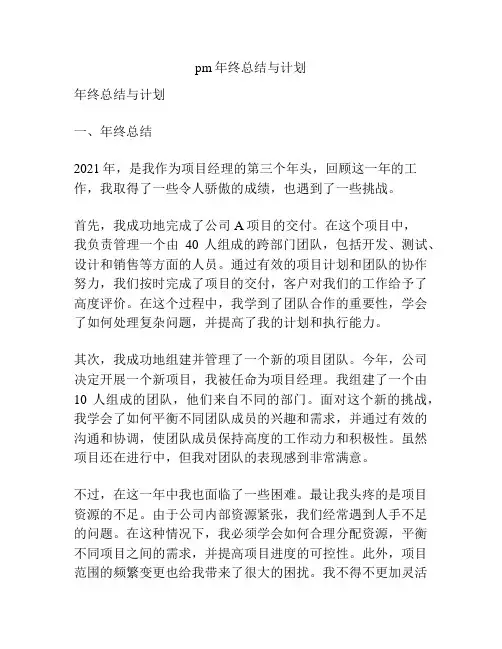 pm年终总结与计划