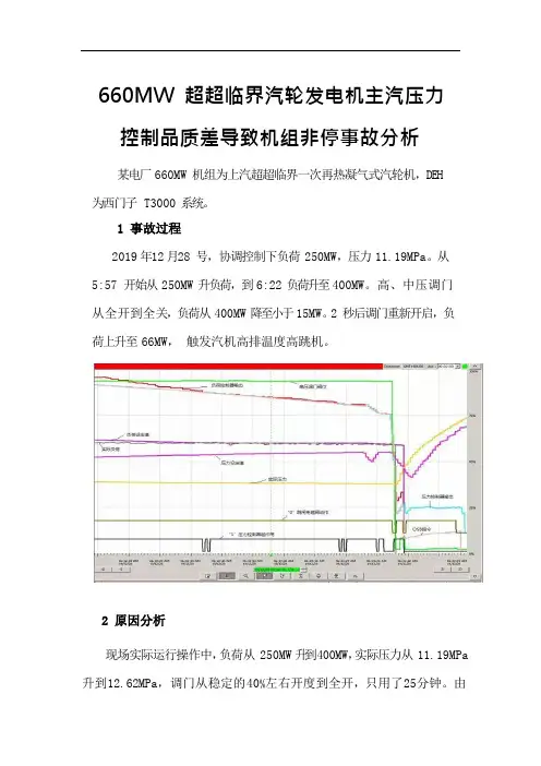 660MW 超超临界汽轮机主汽压力控制品质差导致机组非停事故分析