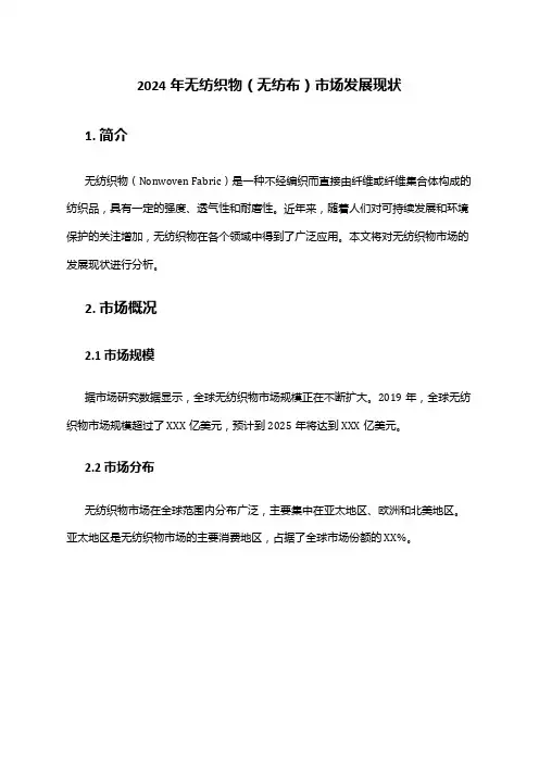 2024年无纺织物(无纺布)市场发展现状