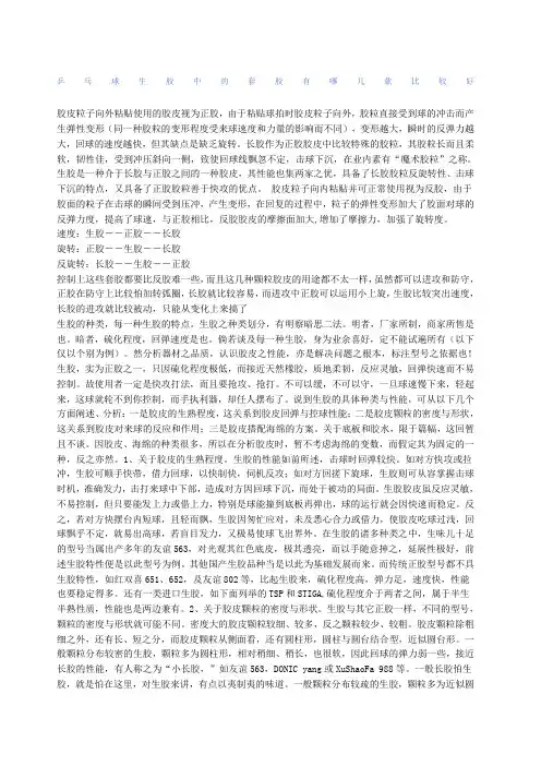 乒乓球生胶中的套胶有哪几款比较好