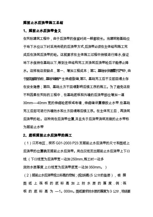 超前止水后浇带施工总结