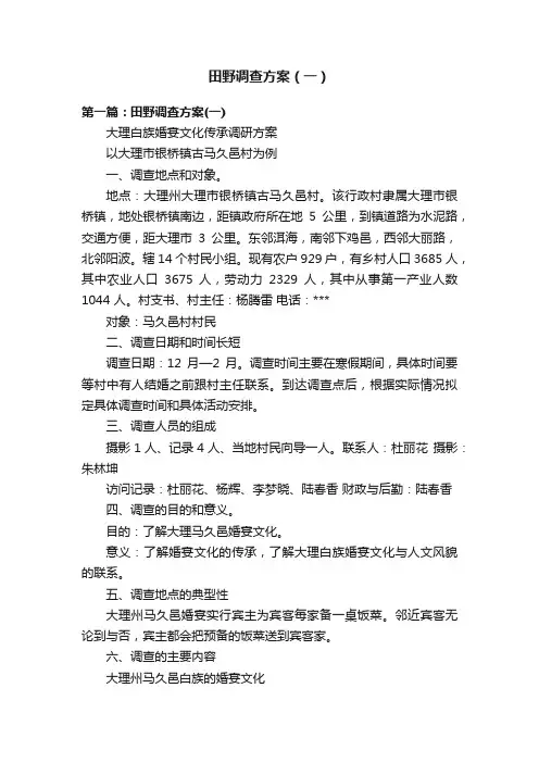 田野调查方案（一）