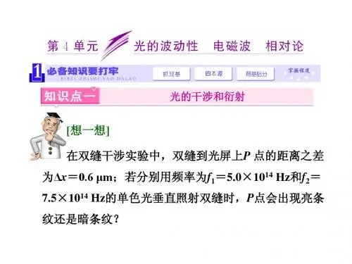 《三维设计》2014新课标高考物理一轮总复习课件 第12章 波与相对论第4单元 光的波动性  电磁波  相对论