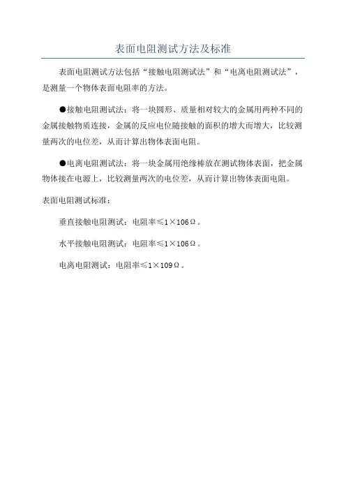 表面电阻测试方法及标准