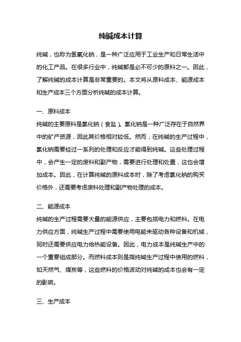 纯碱成本计算