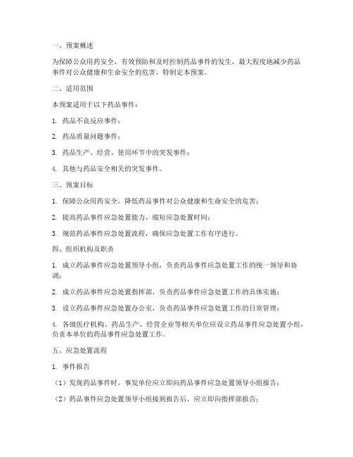 药品事件应急处置预案及流程