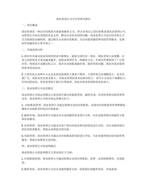 商业保理公司可行性研究报告