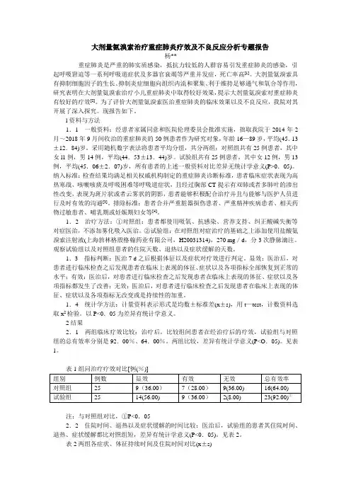 大剂量氨溴索治疗重症肺炎疗效及不良反应分析