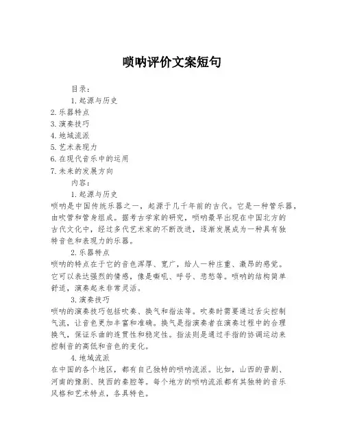 唢呐评价文案短句