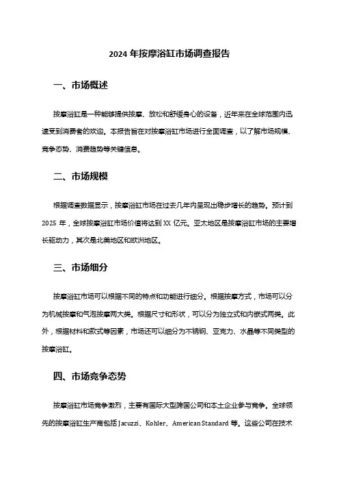 2024年按摩浴缸市场调查报告