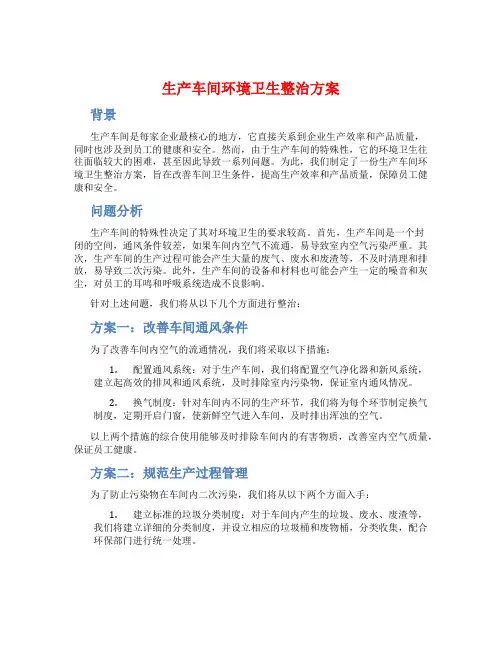 生产车间环境卫生整治方案