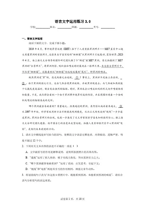 语言文字运用练习3.0