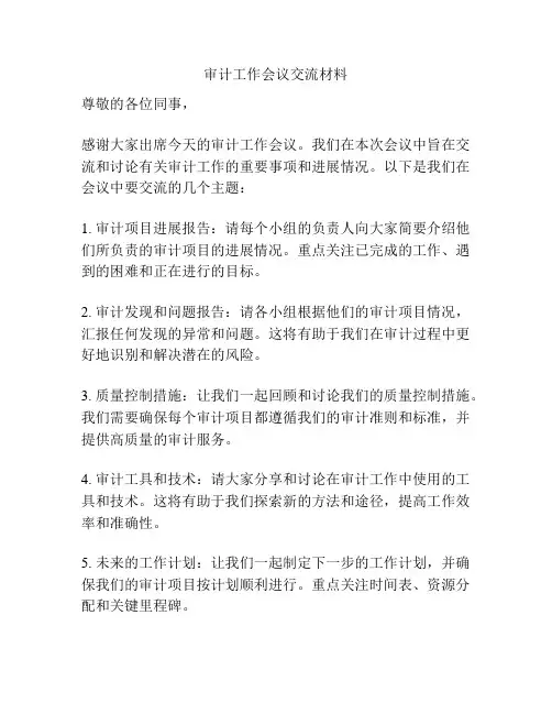 审计工作会议交流材料