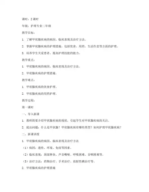 甲状腺护理教案模板范文