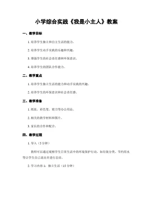 小学综合实践《我是小主人》教案