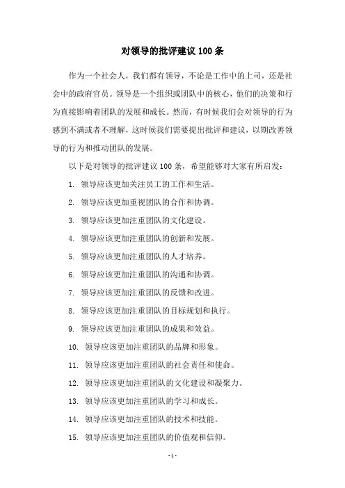对领导的批评建议100条