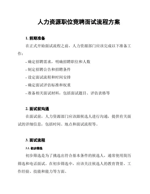 人力资源职位竞聘面试流程方案