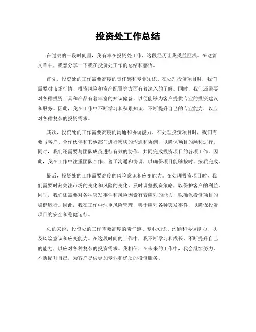 投资处工作总结