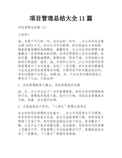 项目管理总结大全11篇