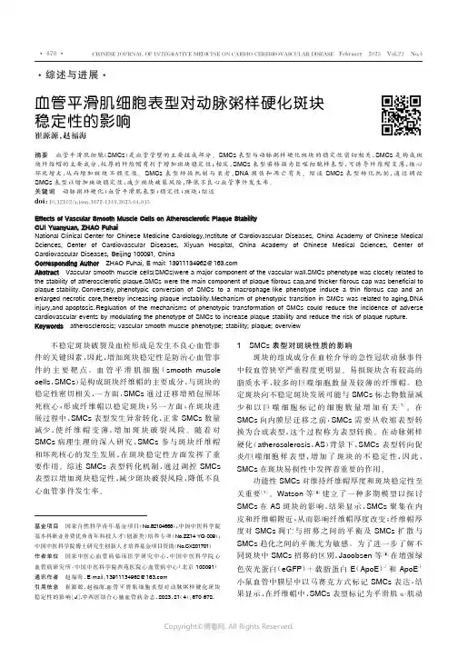 血管平滑肌细胞表型对动脉粥样硬化斑块稳定性的影响