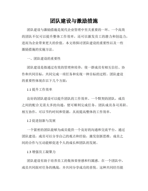 团队建设与激励措施