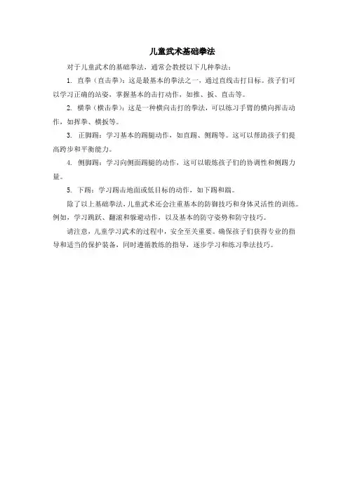儿童武术基础拳法