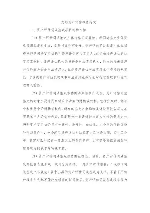 无形资产评估报告范文