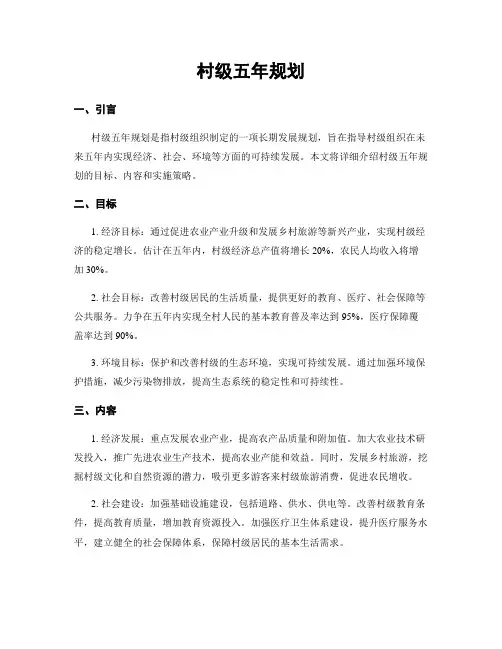 村级五年规划