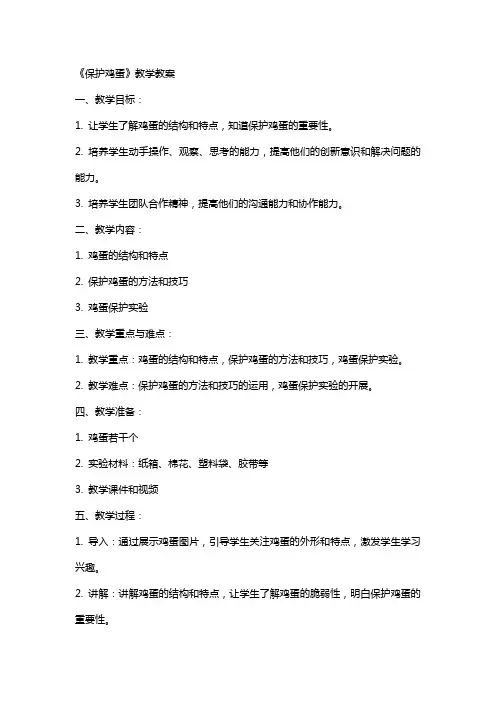 《保护鸡蛋》教学教案